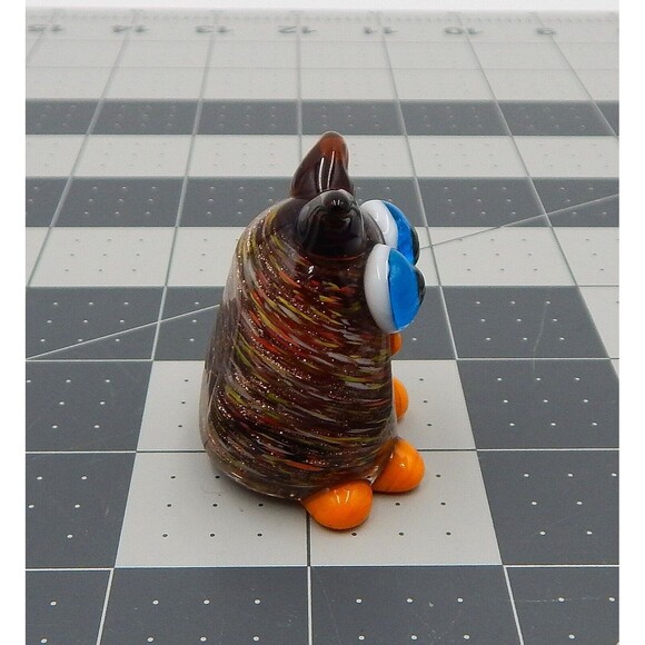 Hand Blown Art Glass Miniature 1.5 Inch Owl Figurine Glass Aventurine Gold Fleck - Picture 4 of 7